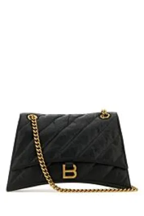 Black leather Crush M shoulder bag    
