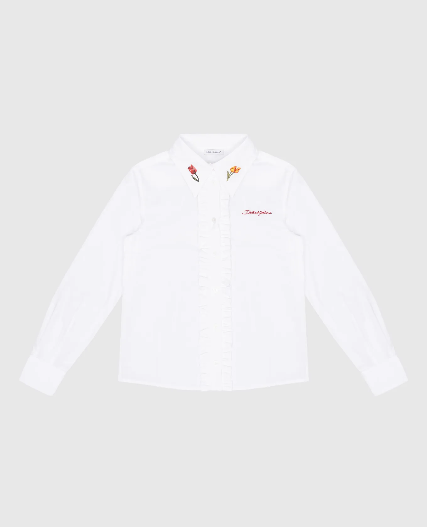 Dolce&Gabbana Blusa bianca da bambino con ricamo logo L56S14FU5WJ6