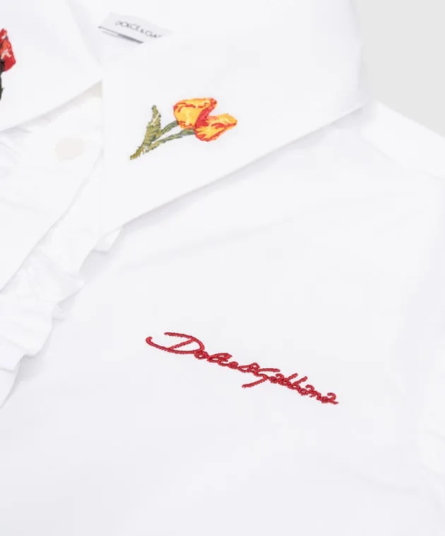 Dolce&Gabbana Blusa bianca da bambino con ricamo logo L56S14FU5WJ812+