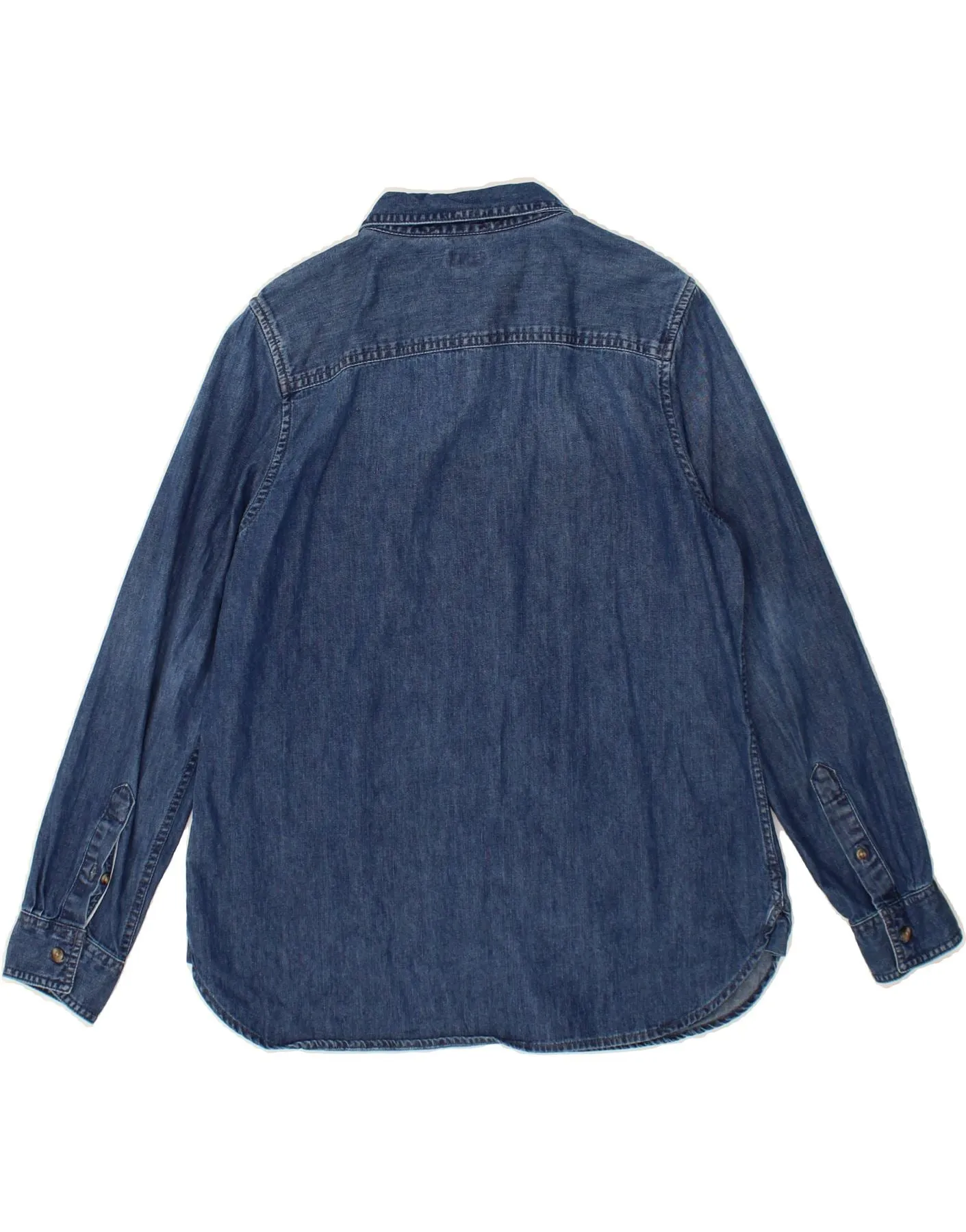 L.L.BEAN Womens Denim Shirt UK 14 Medium Blue Cotton