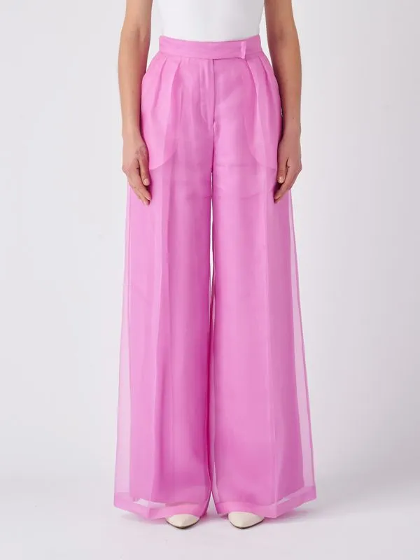 Pantalone donna Max Mara Calibri in seta Fucsia