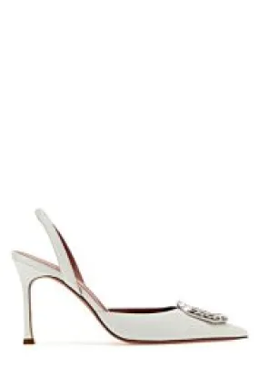 White nappa leather Camelia pumps     